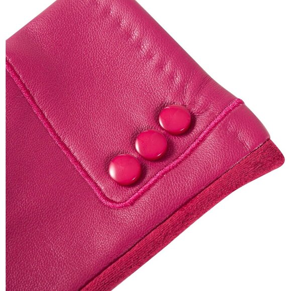 Womens Rose-Red Winter Fashion Leather Windproof Warm Suede Driving Dress Gloves - Picture 4 of 7
